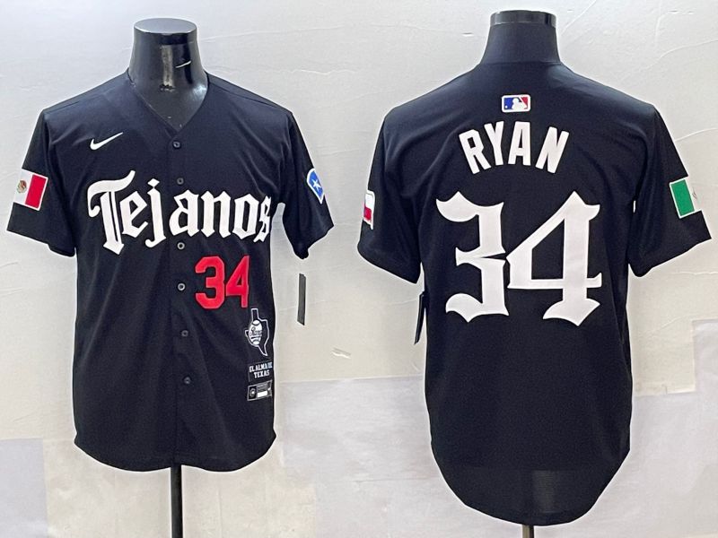 Men Texas Rangers 34 Ryan Black Five generations Joint Name 2025 Nike MLB Jersey style 3